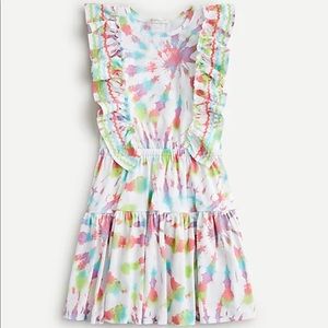 Girls' rainbow rickrack ruffle dress